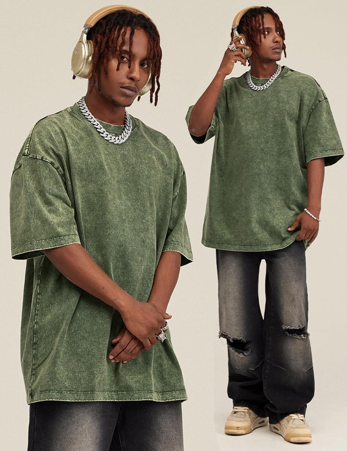 imageArssm 3 Pack Men Oversized T Shirts Vintage Tee Loose Fit Short Sleeve Casual Streetwear Baggy Washed Unisex TopsArmygreybeige