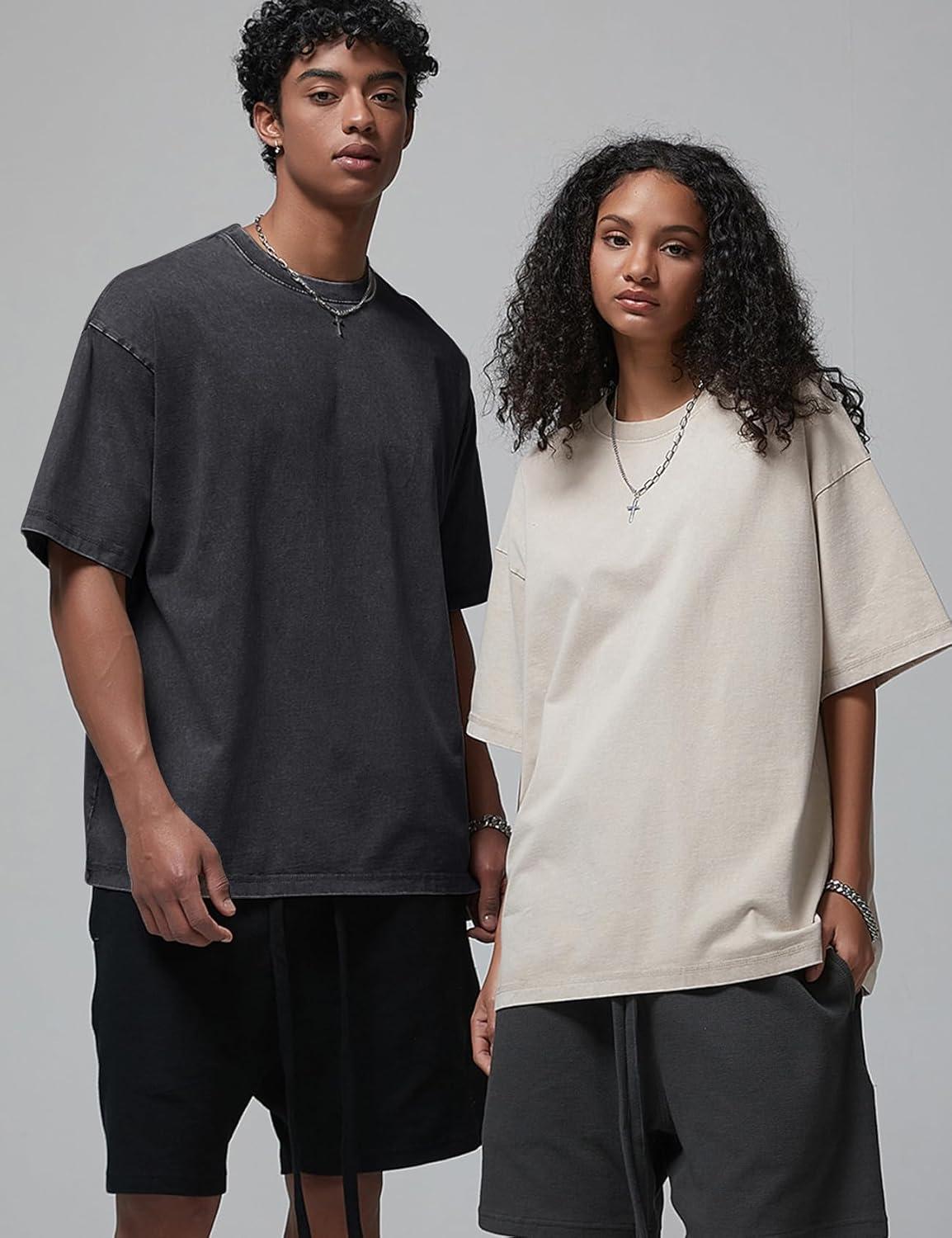 imageArssm 3 Pack Men Oversized T Shirts Vintage Tee Loose Fit Short Sleeve Casual Streetwear Baggy Washed Unisex TopsBlackarmybeige