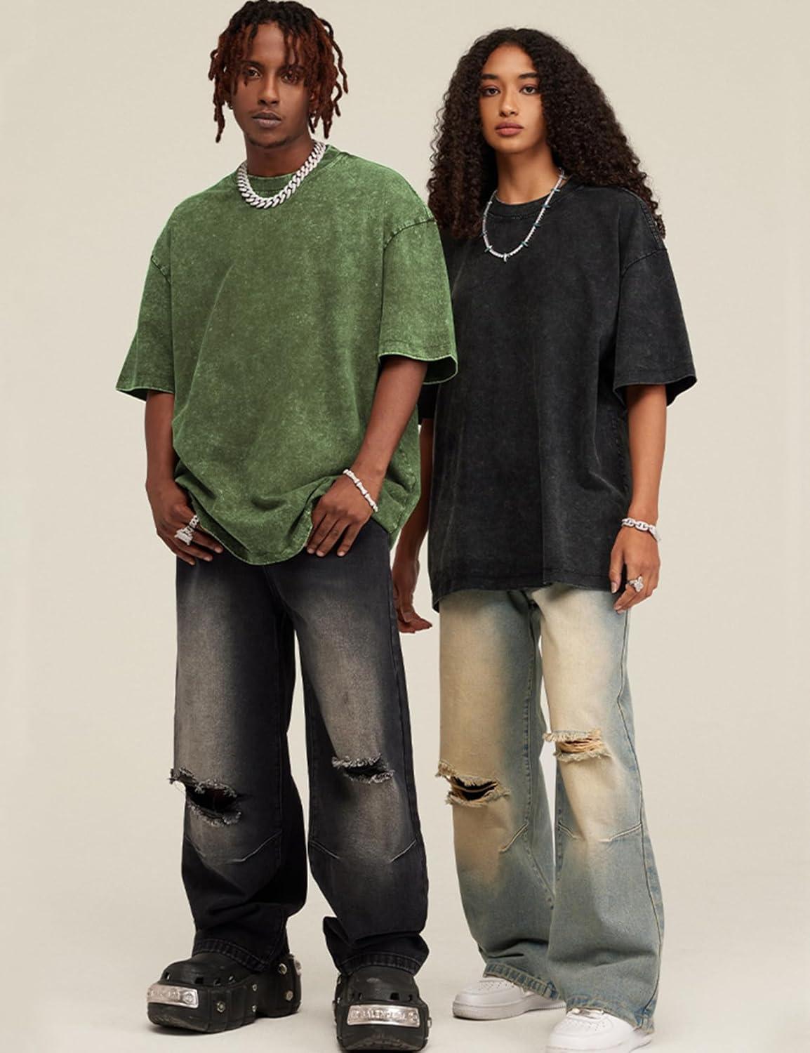 imageArssm 3 Pack Men Oversized T Shirts Vintage Tee Loose Fit Short Sleeve Casual Streetwear Baggy Washed Unisex TopsBlackarmybeige