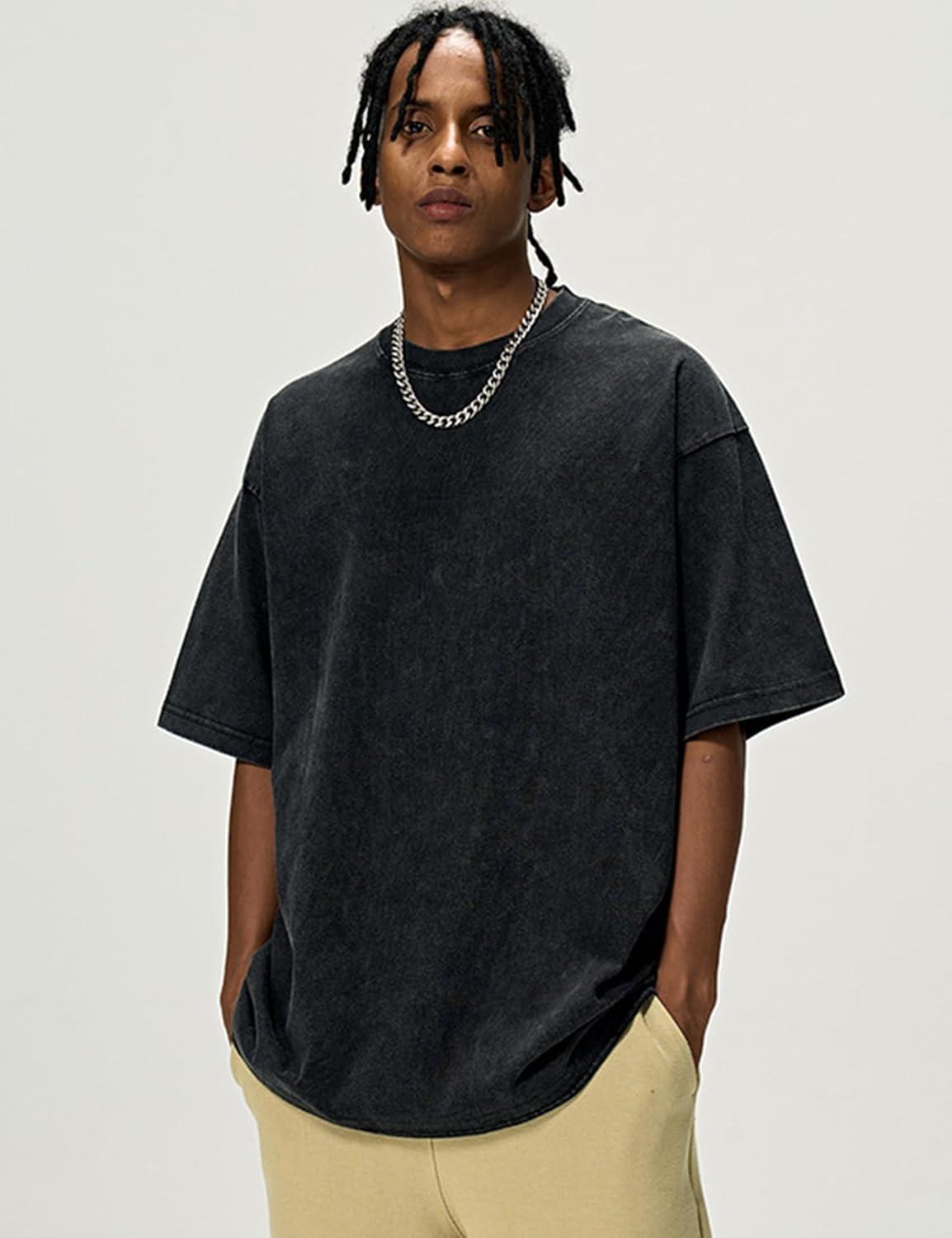 imageArssm 3 Pack Men Oversized T Shirts Vintage Tee Loose Fit Short Sleeve Casual Streetwear Baggy Washed Unisex TopsBlackarmybeige