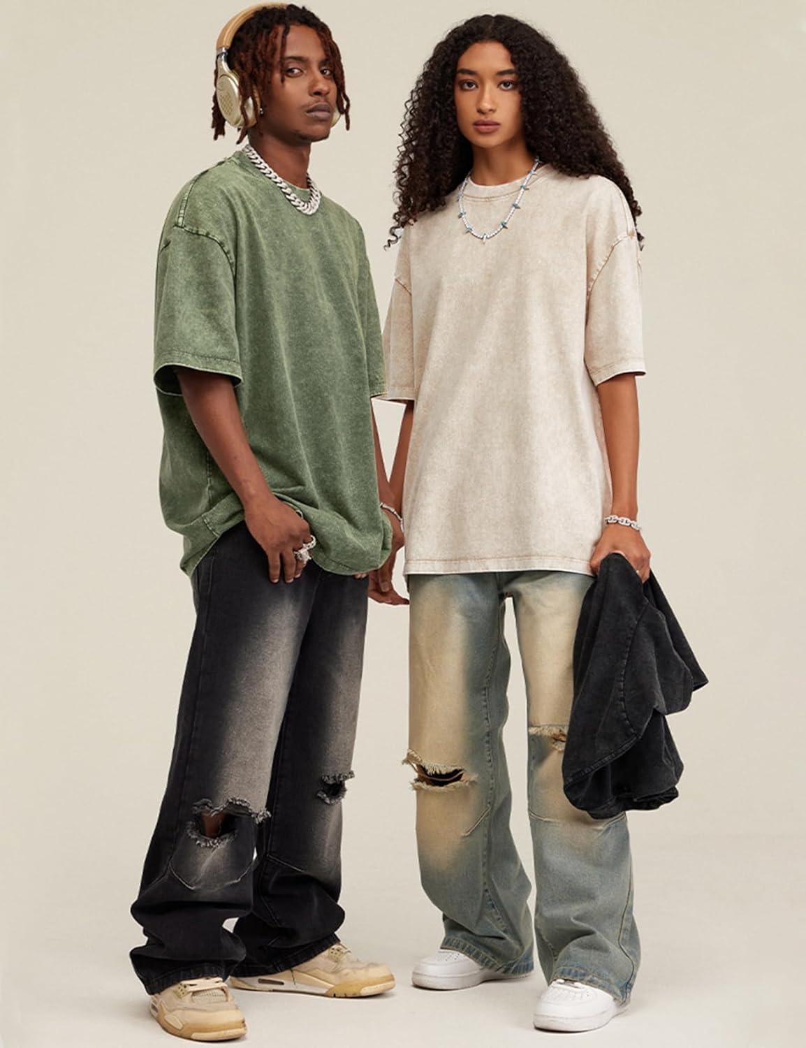 imageArssm 3 Pack Men Oversized T Shirts Vintage Tee Loose Fit Short Sleeve Casual Streetwear Baggy Washed Unisex TopsBlackarmybeige