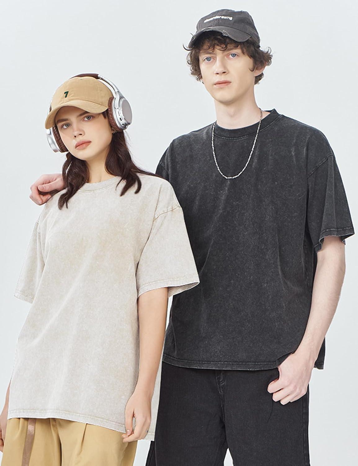 imageArssm 3 Pack Men Oversized T Shirts Vintage Tee Loose Fit Short Sleeve Casual Streetwear Baggy Washed Unisex TopsBlackbeigegreen