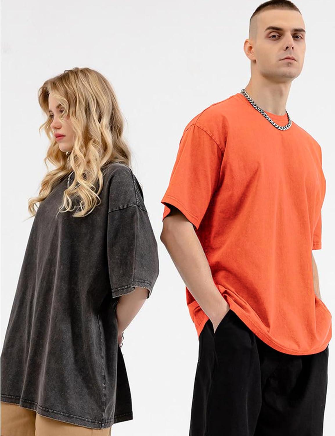 imageArssm 3 Pack Men Oversized T Shirts Vintage Tee Loose Fit Short Sleeve Casual Streetwear Baggy Washed Unisex TopsBlackbeigeorange