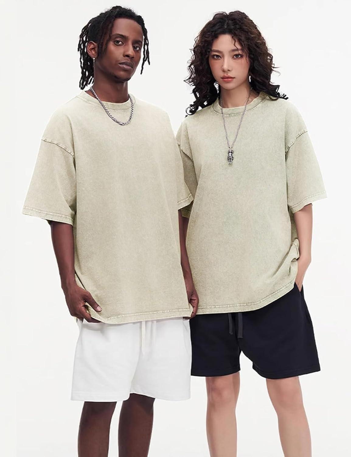 imageArssm 3 Pack Men Oversized T Shirts Vintage Tee Loose Fit Short Sleeve Casual Streetwear Baggy Washed Unisex TopsBlackbeigepink