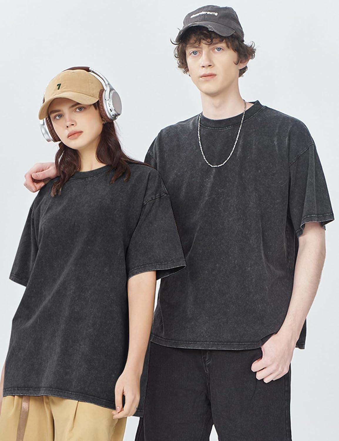 imageArssm 3 Pack Men Oversized T Shirts Vintage Tee Loose Fit Short Sleeve Casual Streetwear Baggy Washed Unisex TopsBlackbeigepink