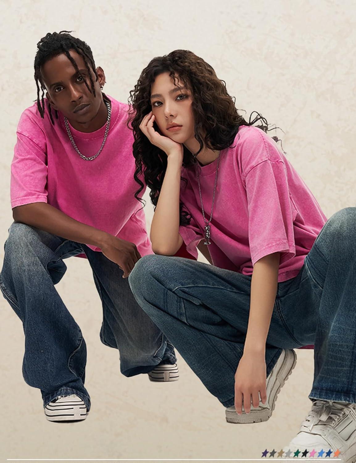 imageArssm 3 Pack Men Oversized T Shirts Vintage Tee Loose Fit Short Sleeve Casual Streetwear Baggy Washed Unisex TopsBlackbeigepink