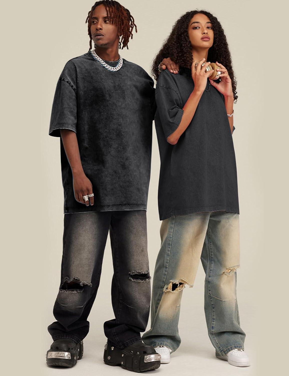 imageArssm 3 Pack Men Oversized T Shirts Vintage Tee Loose Fit Short Sleeve Casual Streetwear Baggy Washed Unisex TopsBlackblackblack