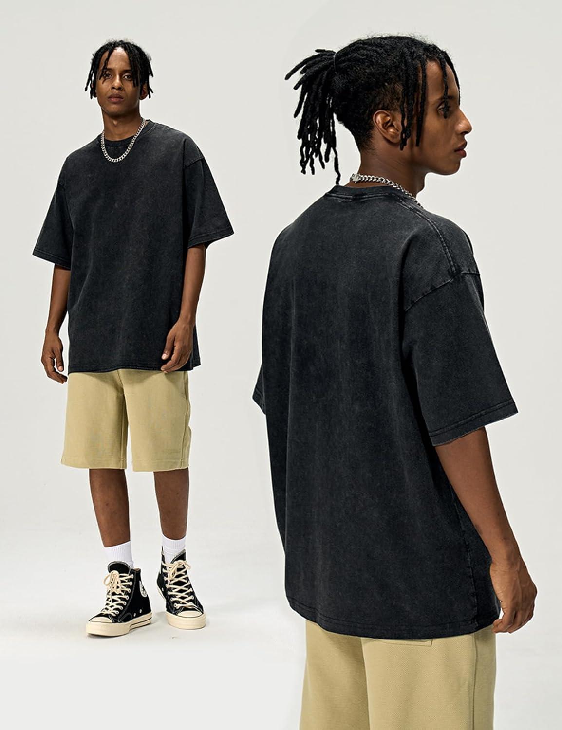 imageArssm 3 Pack Men Oversized T Shirts Vintage Tee Loose Fit Short Sleeve Casual Streetwear Baggy Washed Unisex TopsBlackblackblack