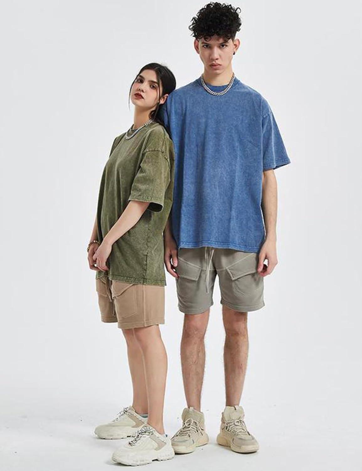 imageArssm 3 Pack Men Oversized T Shirts Vintage Tee Loose Fit Short Sleeve Casual Streetwear Baggy Washed Unisex TopsBlackbluearmy