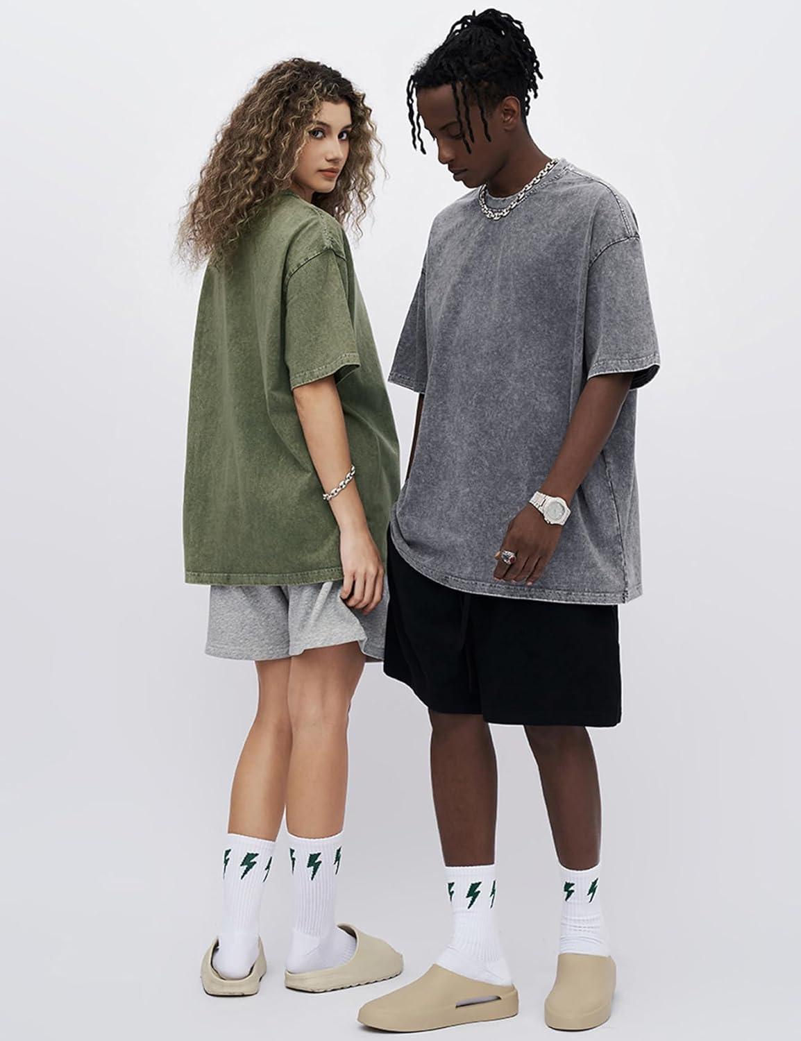 imageArssm 3 Pack Men Oversized T Shirts Vintage Tee Loose Fit Short Sleeve Casual Streetwear Baggy Washed Unisex TopsBlackgreyarmy