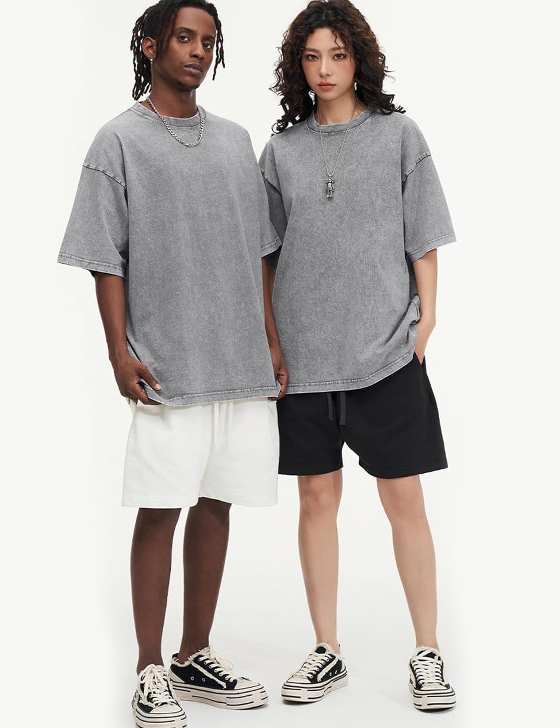 imageArssm 3 Pack Men Oversized T Shirts Vintage Tee Loose Fit Short Sleeve Casual Streetwear Baggy Washed Unisex TopsBlackgreybeige