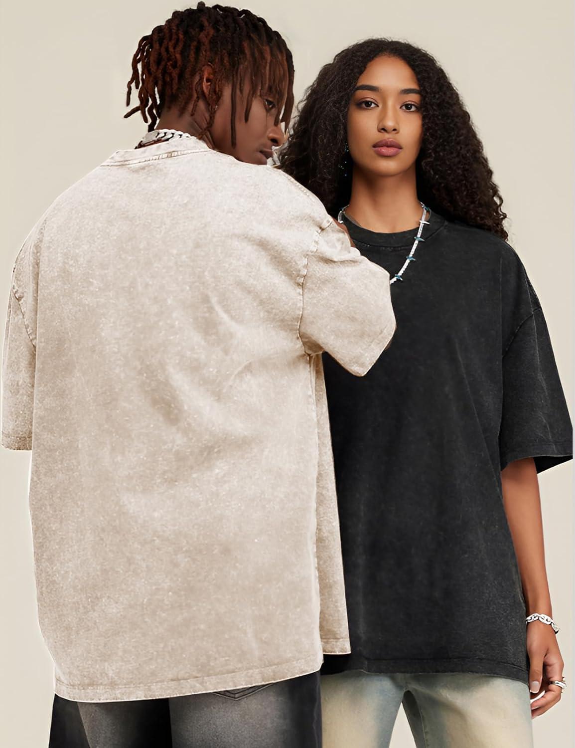 imageArssm 3 Pack Men Oversized T Shirts Vintage Tee Loose Fit Short Sleeve Casual Streetwear Baggy Washed Unisex TopsBlackgreybeige