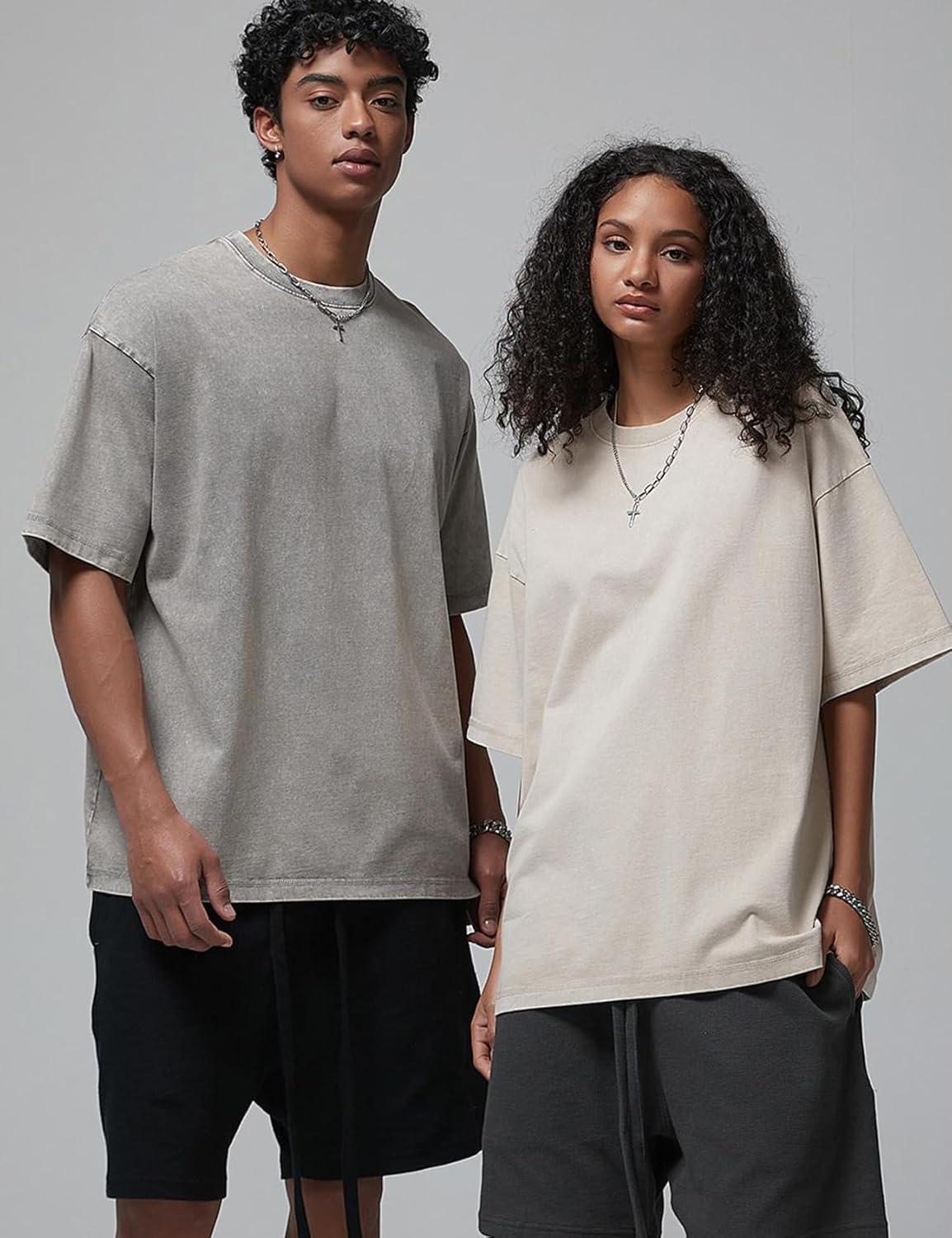 imageArssm 3 Pack Men Oversized T Shirts Vintage Tee Loose Fit Short Sleeve Casual Streetwear Baggy Washed Unisex TopsBlackgreybeige