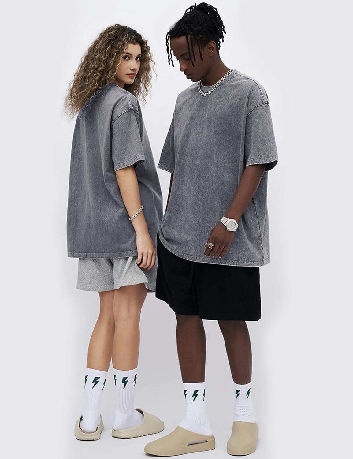 imageArssm 3 Pack Men Oversized T Shirts Vintage Tee Loose Fit Short Sleeve Casual Streetwear Baggy Washed Unisex TopsBlackgreyblue