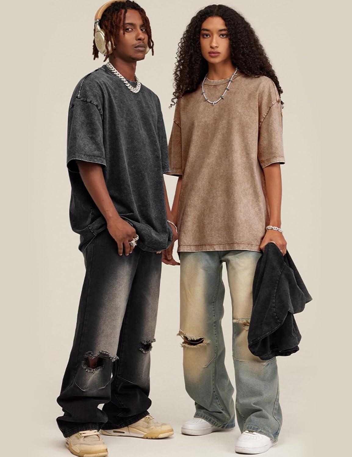 imageArssm 3 Pack Men Oversized T Shirts Vintage Tee Loose Fit Short Sleeve Casual Streetwear Baggy Washed Unisex TopsBlackgreykhaki