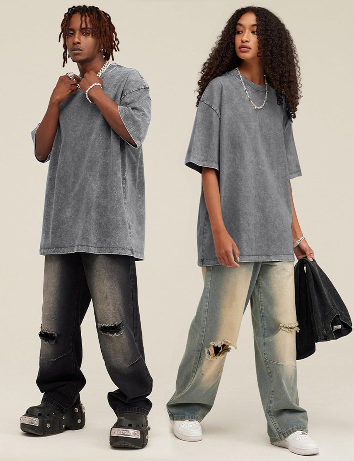 imageArssm 3 Pack Men Oversized T Shirts Vintage Tee Loose Fit Short Sleeve Casual Streetwear Baggy Washed Unisex TopsBlackgreykhaki