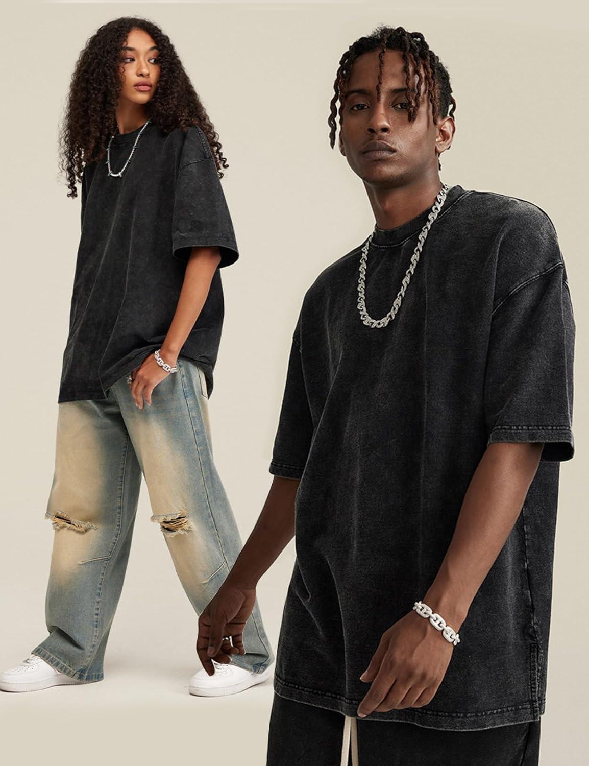 imageArssm 3 Pack Men Oversized T Shirts Vintage Tee Loose Fit Short Sleeve Casual Streetwear Baggy Washed Unisex TopsBlackgreykhaki