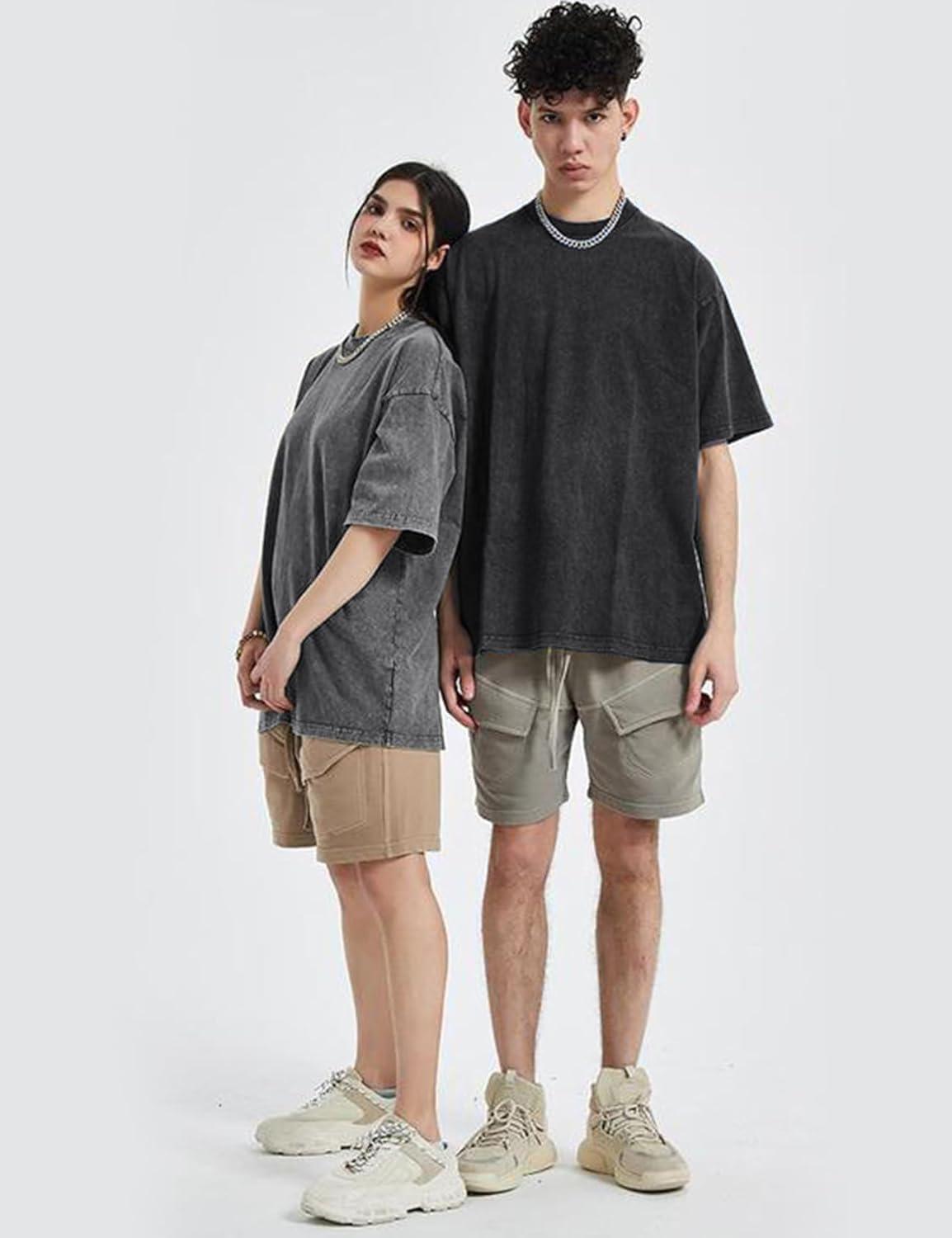 imageArssm 3 Pack Men Oversized T Shirts Vintage Tee Loose Fit Short Sleeve Casual Streetwear Baggy Washed Unisex TopsBlackgreypurple