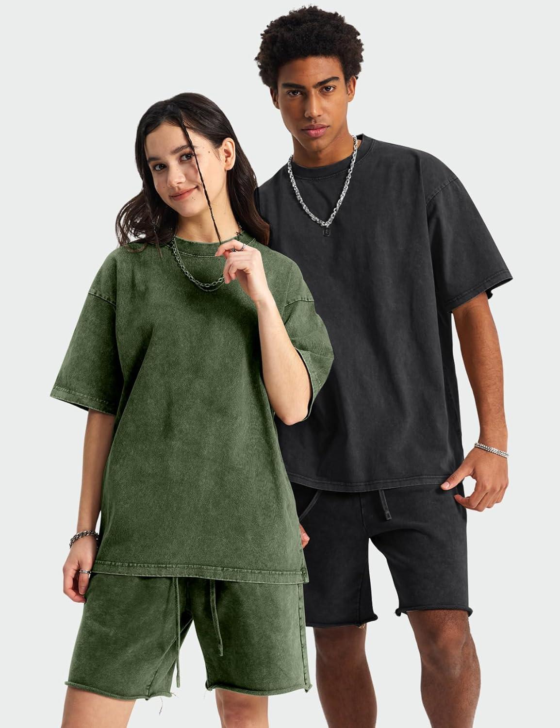 imageArssm 3 Pack Men Oversized T Shirts Vintage Tee Loose Fit Short Sleeve Casual Streetwear Baggy Washed Unisex TopsBlackkhakiarmy