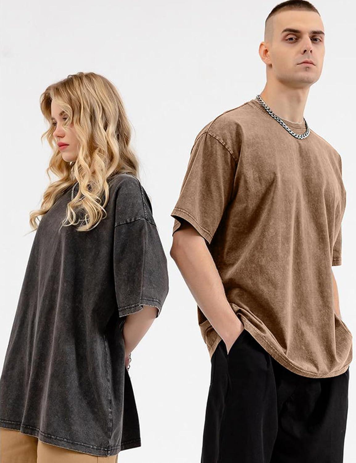 imageArssm 3 Pack Men Oversized T Shirts Vintage Tee Loose Fit Short Sleeve Casual Streetwear Baggy Washed Unisex TopsBlackkhakibeige