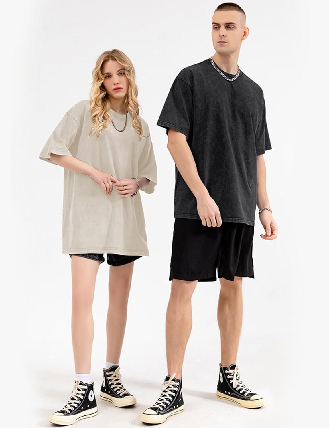 imageArssm 3 Pack Men Oversized T Shirts Vintage Tee Loose Fit Short Sleeve Casual Streetwear Baggy Washed Unisex TopsBlackkhakibeige