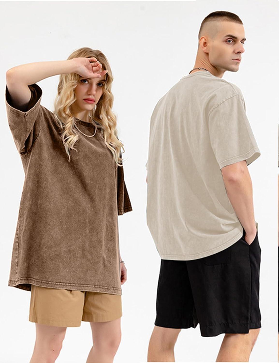 imageArssm 3 Pack Men Oversized T Shirts Vintage Tee Loose Fit Short Sleeve Casual Streetwear Baggy Washed Unisex TopsBlackkhakibeige