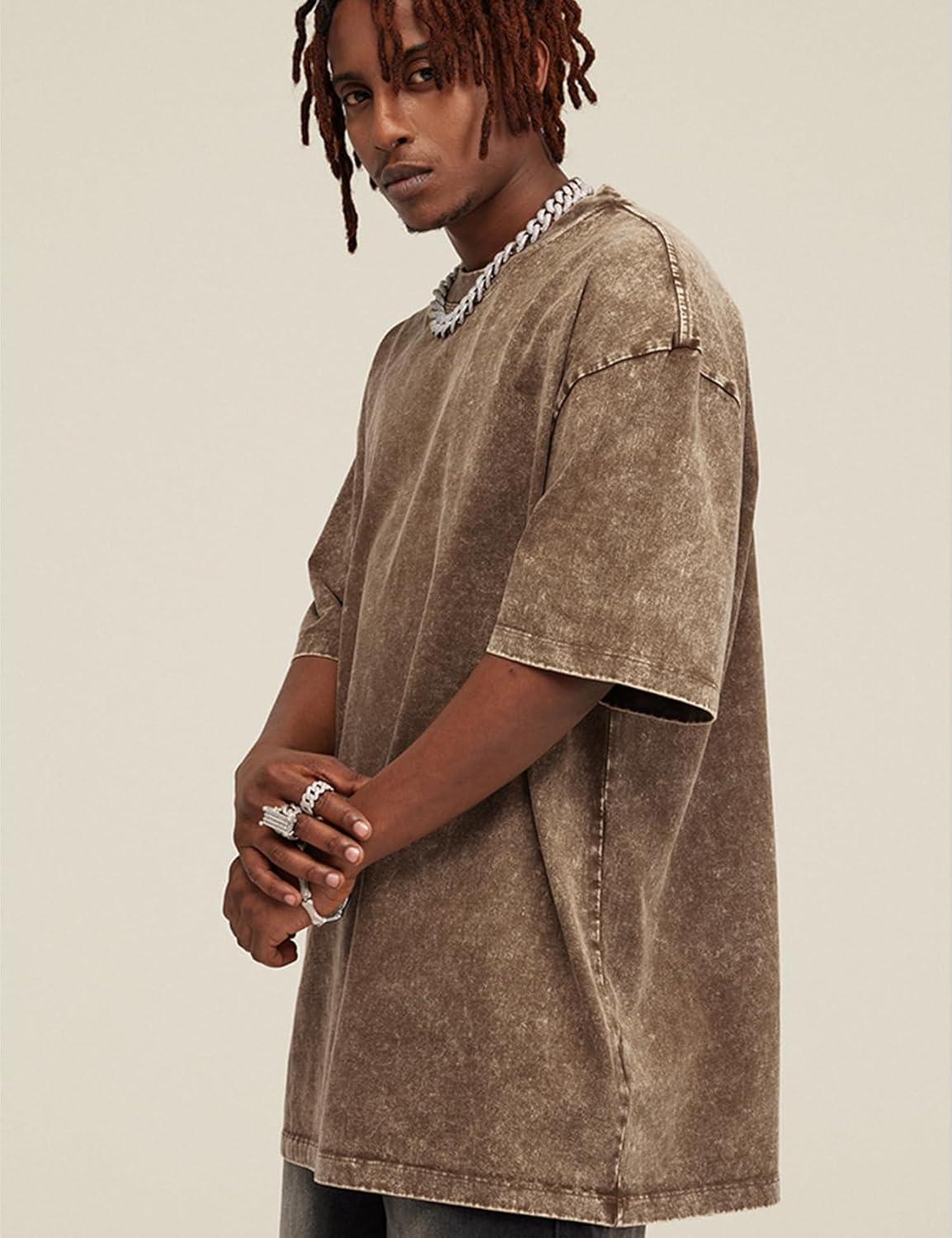 imageArssm 3 Pack Men Oversized T Shirts Vintage Tee Loose Fit Short Sleeve Casual Streetwear Baggy Washed Unisex TopsGreykhakibeige