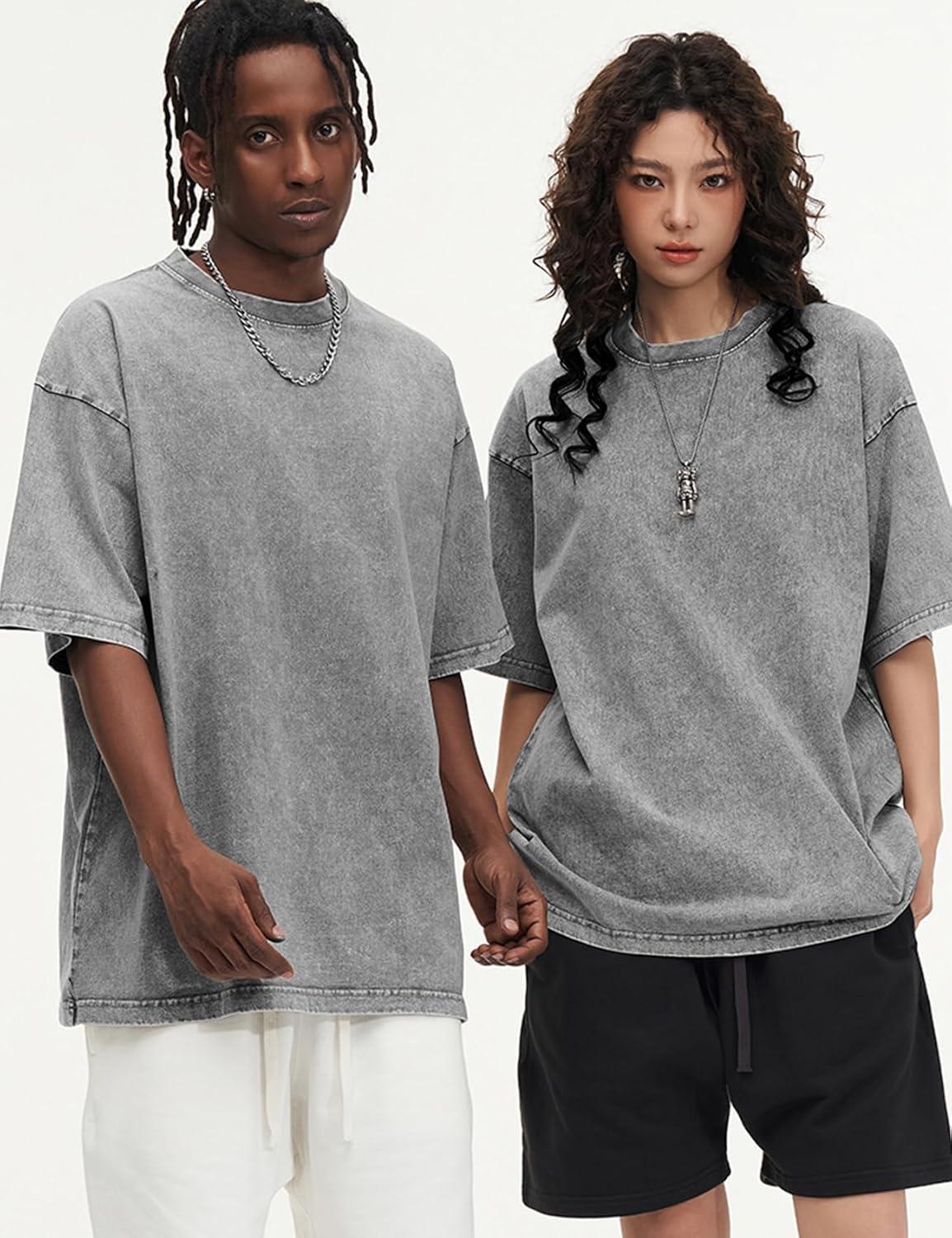 imageArssm 3 Pack Men Oversized T Shirts Vintage Tee Loose Fit Short Sleeve Casual Streetwear Baggy Washed Unisex TopsGreykhakibeige