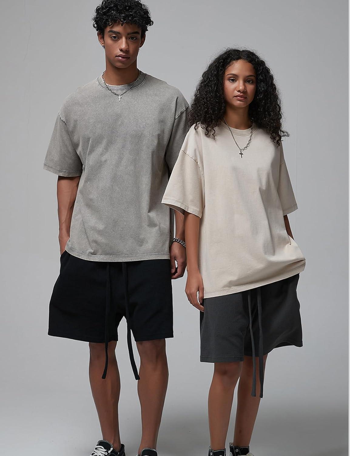 imageArssm 3 Pack Men Oversized T Shirts Vintage Tee Loose Fit Short Sleeve Casual Streetwear Baggy Washed Unisex TopsGreykhakibeige