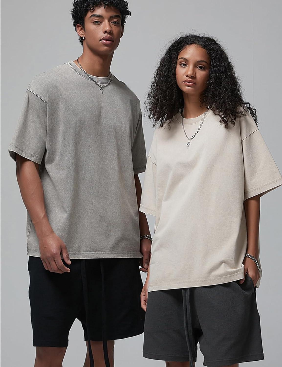 imageArssm 3 Pack Men Oversized T Shirts Vintage Tee Loose Fit Short Sleeve Casual Streetwear Baggy Washed Unisex TopsGreykhakibeige