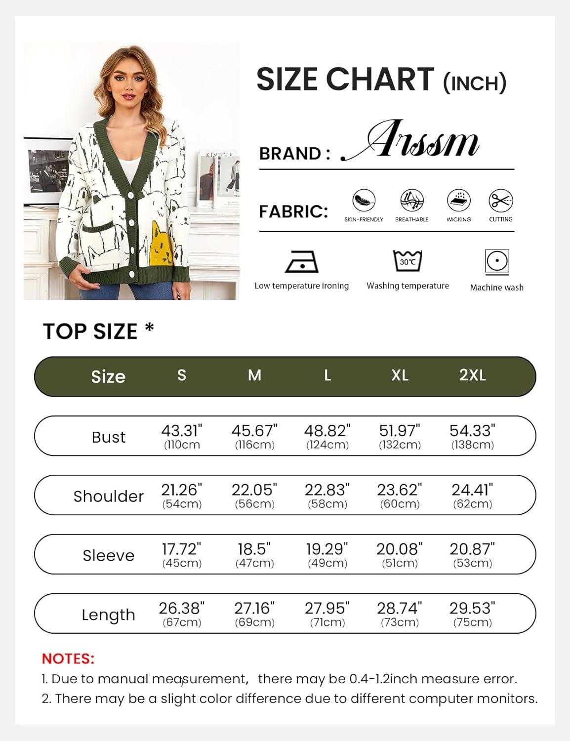 imageArssm Cat Sweater for Women Oversized Button Down V Neck Knit Cardigan Cute Kawaii Cartoon Print Sweater Fall ClothesArmygreen