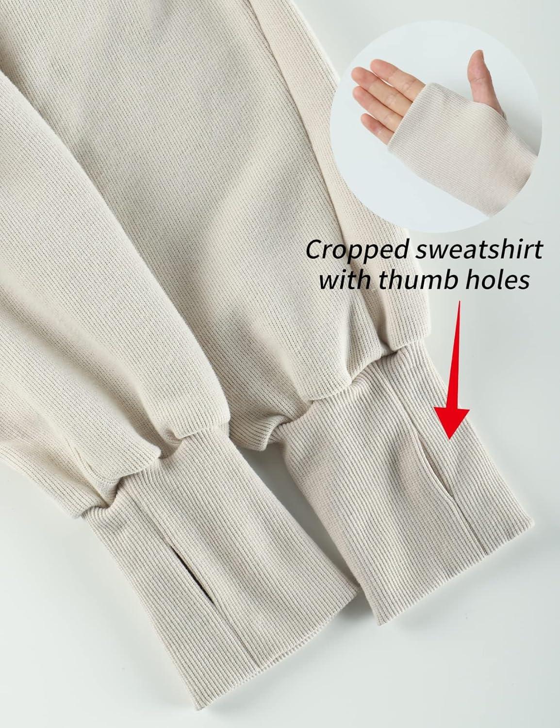 imageArssm Cropped Hoodie Women Zip Up Long Sleeve Sweatshirts Casual Fashion Hooded Workout Jacket Crop TopBeige