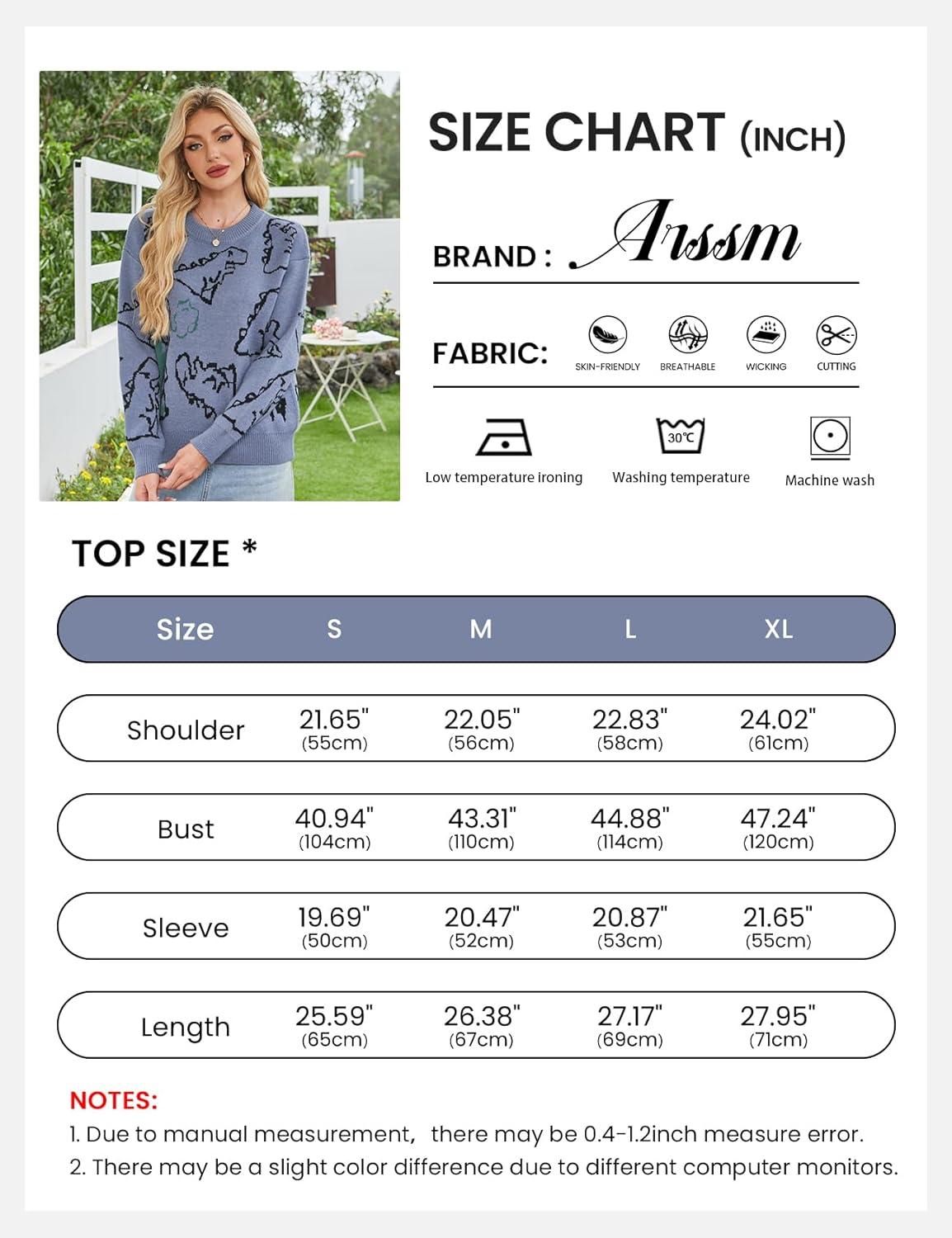 imageArssm Dinosaur Sweater Women y2k Vintage Oversized Graphic Streetwear Knit Sweater Casual Cute Kawaii TopsHaze Blue