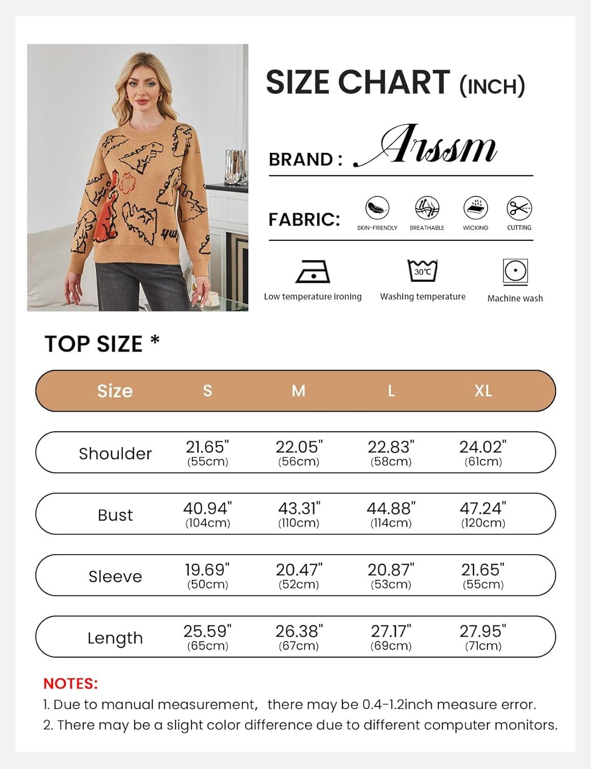 imageArssm Dinosaur Sweater Women y2k Vintage Oversized Graphic Streetwear Knit Sweater Casual Cute Kawaii TopsKhaki