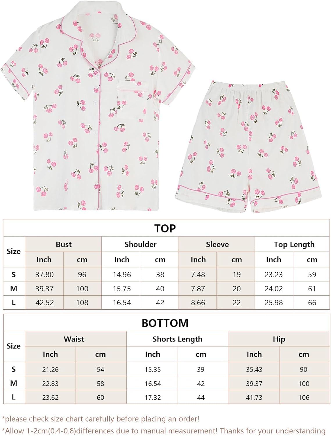 imageArssm Floral Pajama Set Women Cute Kawaii 2 Piece Matching Pj Set Aesthetic Short Sleeve Sleeping LoungewearPinkcherry