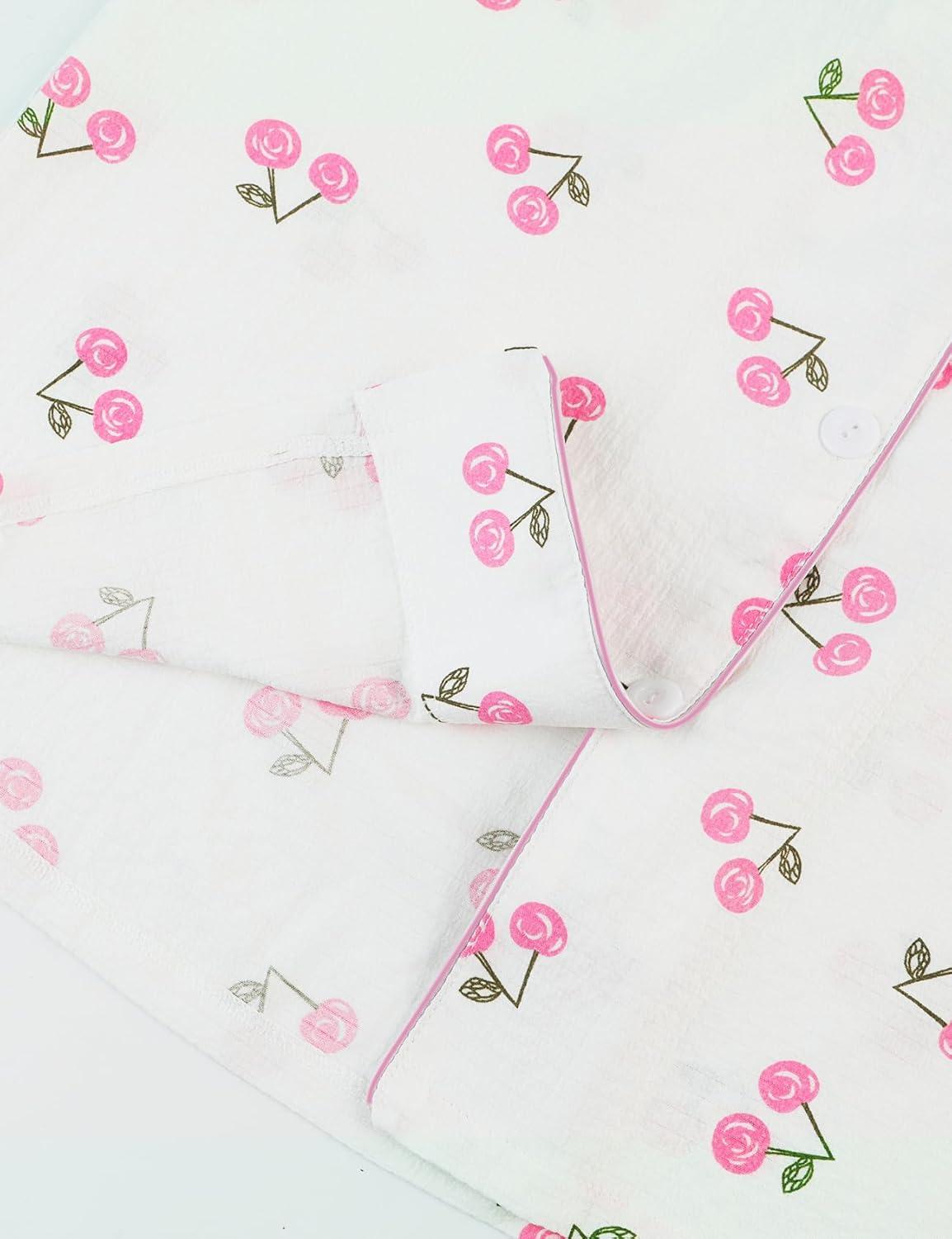 imageArssm Floral Pajama Set Women Cute Kawaii 2 Piece Matching Pj Set Aesthetic Short Sleeve Sleeping LoungewearPinkcherry