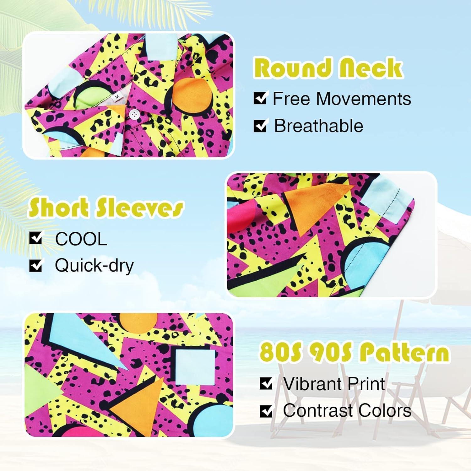 imageArssm Mens 2 Pieces Vintage Shirts and Shorts Set 80s 90s Outfit Button Down Beach Suit Quick Dry for Vintage Halloween PartyPurple