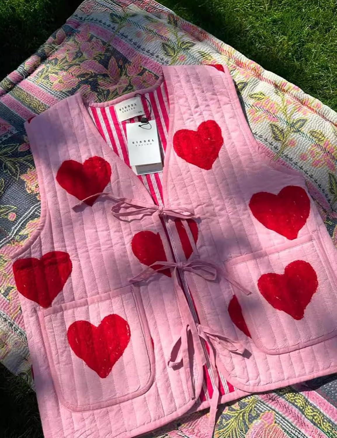 imageArssm Women Quilted Vest Floral Cropped Puffer Vest Printed Lightweight Sleeveless Padded Gilet OutwearPinkS