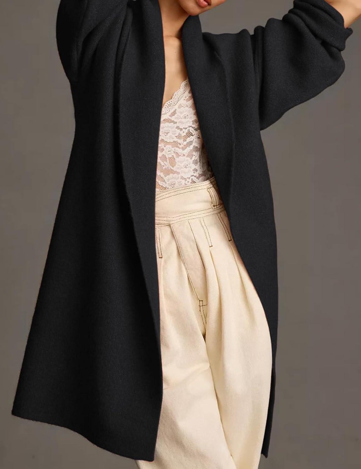 imageArssm Womens Long Cardigan Oversized Chunky Open Front Sweaters Slouchy Knit Long Sleeve Fall Coat 2025 Trendy OutwearBlack