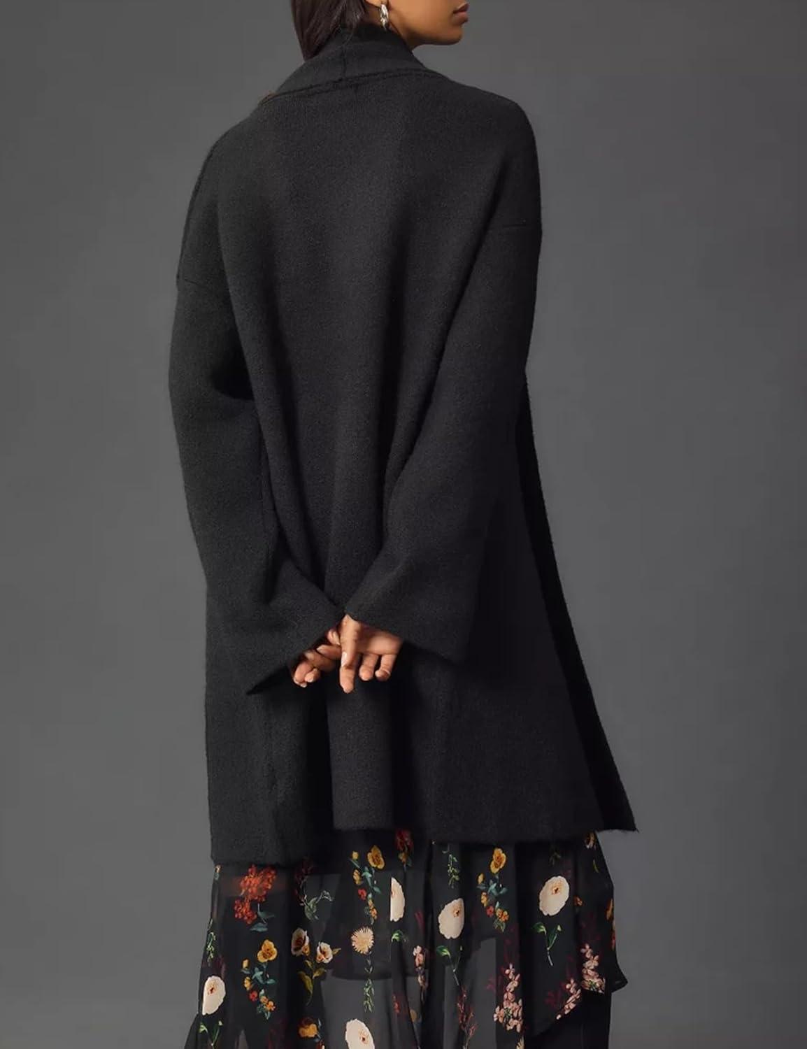 imageArssm Womens Long Cardigan Oversized Chunky Open Front Sweaters Slouchy Knit Long Sleeve Fall Coat 2025 Trendy OutwearBlack