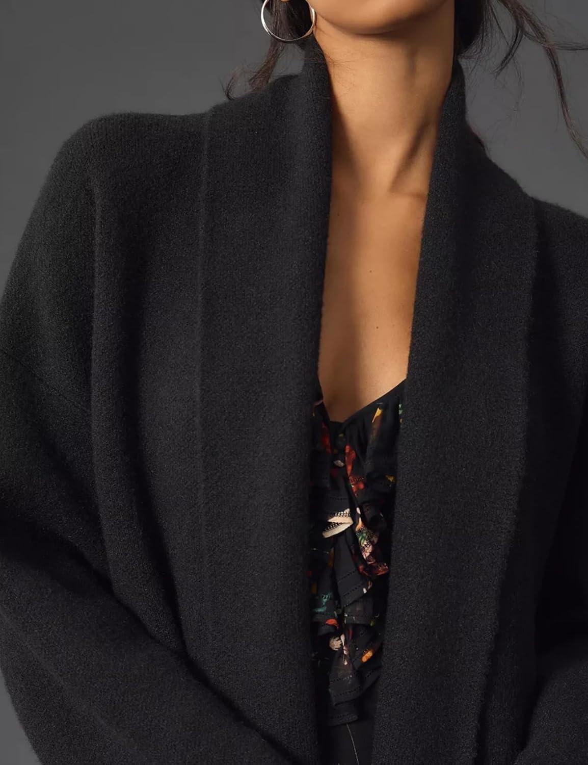 imageArssm Womens Long Cardigan Oversized Chunky Open Front Sweaters Slouchy Knit Long Sleeve Fall Coat 2025 Trendy OutwearBlack