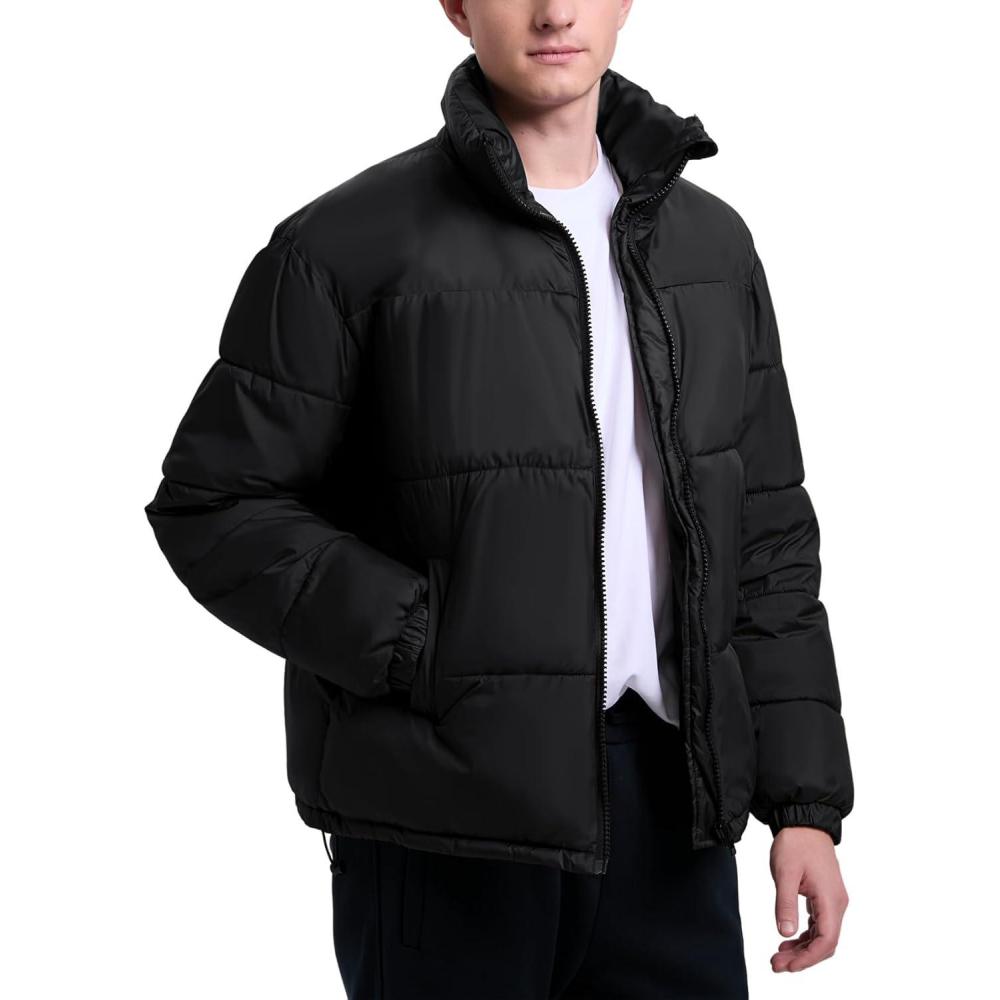 imageArssm Men Puffer Jacket Lightweight Warm Winter Puffy Coats Water Resistant Quilted Puffer Parka CoatBlack