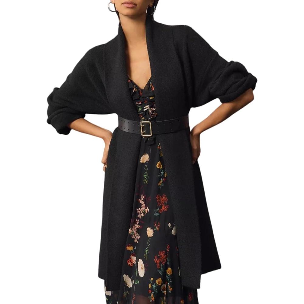 imageArssm Womens Long Cardigan Oversized Chunky Open Front Sweaters Slouchy Knit Long Sleeve Fall Coat 2025 Trendy OutwearBlack