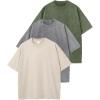 imageArssm 3 Pack Men Oversized T Shirts Vintage Tee Loose Fit Short Sleeve Casual Streetwear Baggy Washed Unisex TopsArmygreybeige