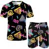imageArssm Mens 2 Pieces 80s 90s Outfit Vintage Shirts and Shorts Set Beach Suit Quick Dry Tracksuits for Retro Summer PartyBlack