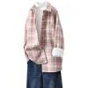 imageArssm Plaid Shacket Jacket Women Warm Fleece Sherpa Lined Flannel Jacket Lapel Button Down Shirt Coat LightKhakiS