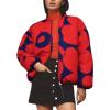 imageArssm Women Cropped Puffer Jackets Floral Print Winter Quilted Coats Lightweight Pattern Puffy Padded Outerwear CoatsRedS