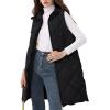 imageArssm Women Long Quilted Puffer Vest with Hoodie Sleeveless Winter Padded Jacket Coat Puffy OuterwearBlackM
