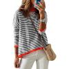 imageArssm Women Striped Sweater Fall Knit Color Block Crew Neck Black and White Cotton Lightweight Pullover Jumpers TopsBlackXL