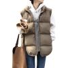 imageArssm Womens Winter Oversized Puffer Vest Lightweight Sleeveless Puffy Jacket Winter Warm Casual Work VestsKhakiXL